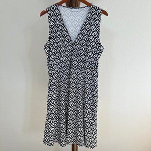 New York & Company Size XL Batik Print Sleeveless Surplice V-Neck Mini Dress